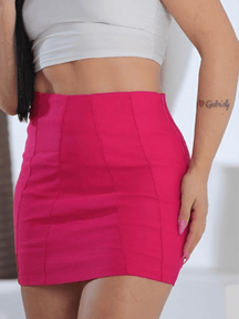 Short Saia Tecido Bengaline  + body tule Transparente Com Gola de brinde